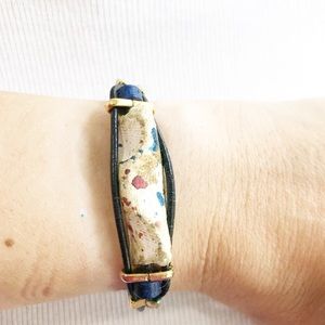 Bracelet - NWOT, leather, stone and glass beads